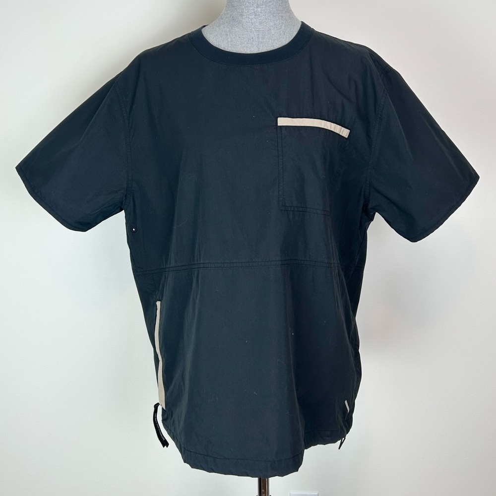 Saturdays NYC Kenji Windbreaker Shirt Black Men's Shirt with Beige Accents